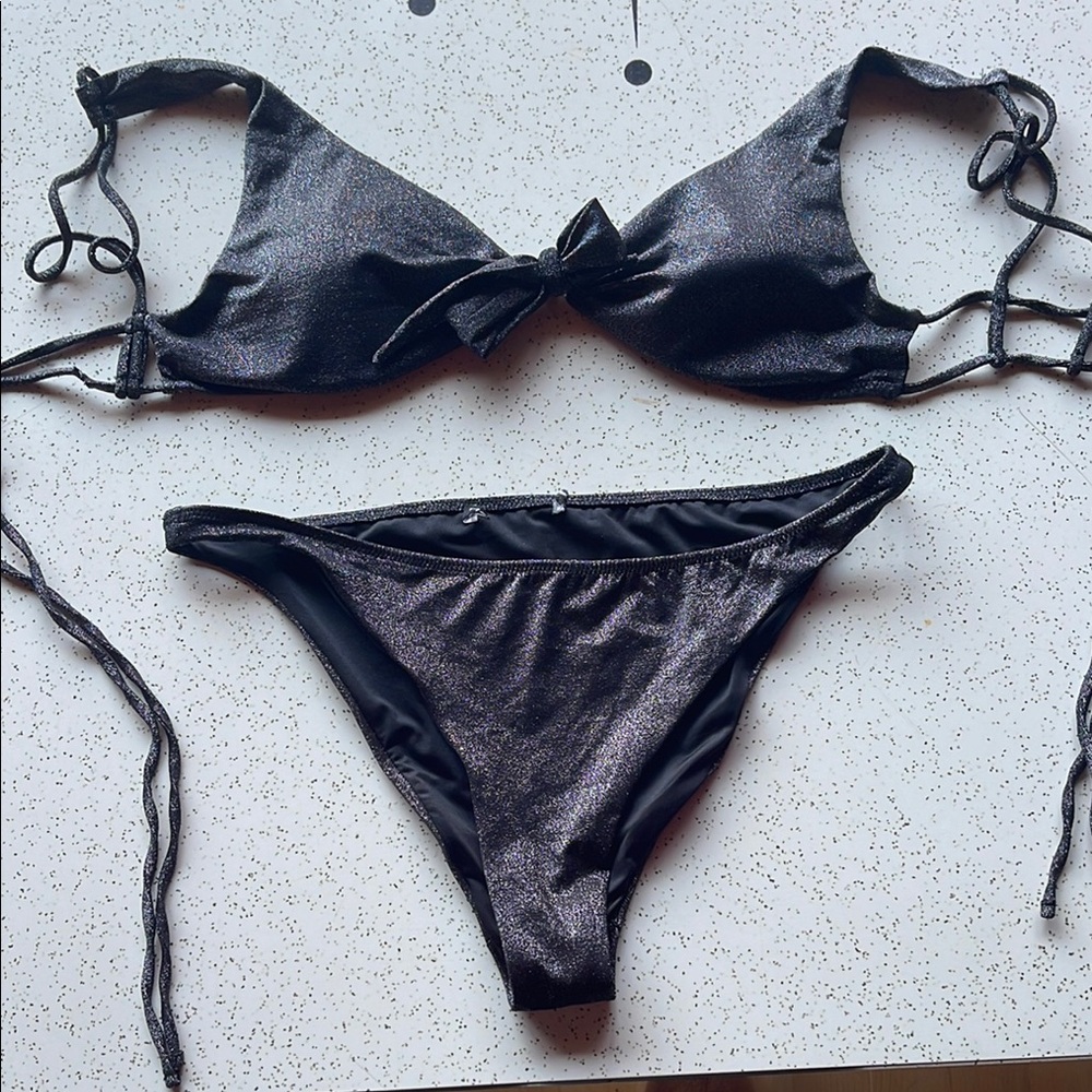 Black Glitter Bikini Set